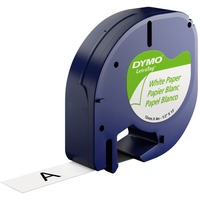 Dymo LT etiquetas auténticas de papel | auténticas | Negro sobre blanco | 12 mm x 4m | para las etiquetadoras LetraTag | autoadhesivo | Fabricado en Europa, Cinta de escritura Negro sobre blanco, Papel, Bélgica, DYMO, LetraTag 100T, LetraTag 100H, 1,2 cm