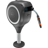 GARDENA Caja enrolladora para terraza RollUp S, 15 metros, Soporte para manguera gris/blanco