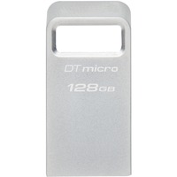 Kingston DataTraveler 128GB Micro 200MB/s Metal USB 3.2 Gen 1, Lápiz USB plateado, 128 GB, USB tipo A, 3.2 Gen 1 (3.1 Gen 1), 200 MB/s, Sin tapa, Plata