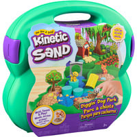 Spin Master Kinetic Sand, Parque para cachorros de excavación, 680 g de arena de juego, herramientas multiusos con forma de cachorros, 2 herramientas para la arena, estuche de almacenamiento reutilizable, juguetes sensoriales para niños y niñas a partir de 3 años 