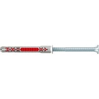 fischer Taco de vástago largo DuoXpand 10x80 T, Pasador gris claro/Rojo
