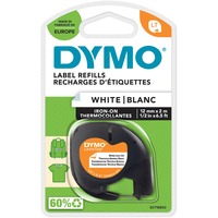 Dymo LT etiquetas auténticas para ropa | Negro sobre blanco | 12 mm x 2m | Hierro en las etiquetas de tela para las etiquetadoras LetraTag | autoadhesivo, Cinta de escritura Negro sobre blanco, Nylon, Bélgica, DYMO, LetraTag 100T, LetraTag 100H, 1,2 cm