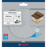 Bosch 2 608 837 666 hoja de sierra circular 8,5 cm 1 pieza(s) Madera, 8,5 cm, 1,5 cm, 0,7 mm, 18000 RPM, 1,1 mm