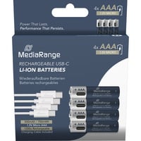 MediaRange Batería USB-C Li-Ion, Mignon AA I 1.5V | 500 mAh, paquete de 4 