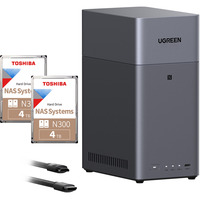 UGREEN Paquete DH2300 con 2x Toshiba N300 4 TB (MN10ADA400ES), NAS negro