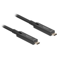 DeLOCK Cable USB-C óptico activo 8K video + datos + PD negro