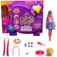 Mattel Barbie Color Reveal ¡Brillo! Muñeca cambio de cabello azul brillante, Muñecos 