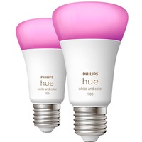Philips Hue Bombilla inteligente A60 - E27 - 1100 (paquete de 2), Lámpara LED Philips Hue White and Color ambiance Bombilla inteligente A60 - E27 - 1100 (paquete de 2), Bombilla inteligente, Blanco, Bluetooth/Zigbee, LED, E27, 2000 K