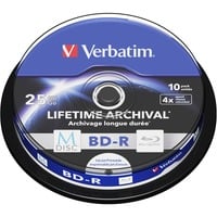 Verbatim M-Disc 4x BD-R 25 GB 10 pieza(s), Discos Blu-ray vírgenes 25 GB, BD-R, Eje, 10 pieza(s)
