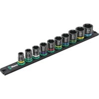 Wera 9607 Barra magnética para dados B Impaktor 1 juego de dados de 3/8", Llave de tubo negro/Verde