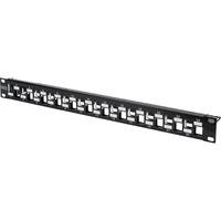 Digitus Panel de parcheo modular, 24 puertos, sin equipar, escalonado, Patch Panel negro