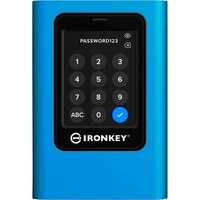 Kingston IronKey 3840GB Vault Privacy 80 XTS-AES 256-bit SSD externo cifrado, Unidad de estado sólido azul/Negro, 3,84 TB, USB Tipo C, 3.2 Gen 1 (3.1 Gen 1), 230 MB/s, Protección mediante contraseña, Azul
