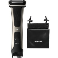 Philips 7000 series Bodygroom Series 7000 BG7025/15 Recortador corporal e íntimo impermeable, Cortador de pelo negro/Gris, Mojado y seco, Autoafilables de la hoja, No necesita mantenimiento ni lubricación, AC/Batería, Negro