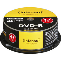 Intenso DVD-R 4.7GB, Printable, 16x 4,7 GB 25 pieza(s), DVDs vírgenes Printable, 16x, DVD-R, 120 mm, Imprimible, Caja para pastel, 25 pieza(s), 4,7 GB