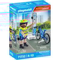 PLAYMOBIL Action Heroes Patrulla policial en bicicleta, Juegos de construcción 