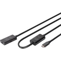 Digitus Cable de extensión USB 3.2 Gen 1 activo, conector USB-C > toma USB-C, Cable alargador negro