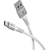 goobay Cable textil USB 2.0 supersuave, conector USB-A > conector USB-C blanco