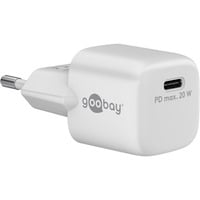 goobay Cargador rápido USB-C Nano, PD, GaN, 20 Watt blanco