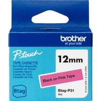 Brother BTAG-P31 cinta para impresora de etiquetas Negro sobre rosa, Cinta de escritura Negro sobre rosa, Filipinas, 5 año(s), Brother, P-touch PT-N10, PT-N20, PT-N25BT, 1,2 cm