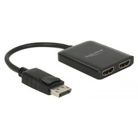 DeLOCK 87769 divisor de video DisplayPort 2x HDMI, Splitter HDMI negro, DisplayPort, 2x HDMI, 3840 x 2160 Pixeles, Negro, De plástico, 1.4/2.2
