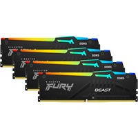 Kingston FURY FURY Beast 64 GB 6000 MT/s DDR5 CL40 DIMM (Kit de 4) RGB XMP, Memoria RAM negro, 64 GB, 4 x 16 GB, DDR5, 288-pin DIMM