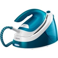 Philips Centro de planchado PerfectCare Compact Essential GC6840/20, Estación de planchado a vapor Petrol/blanco, 2400 W, 360 g/min, Suela de SteamGlide, 6 bar, 1,3 L, 120 g/min