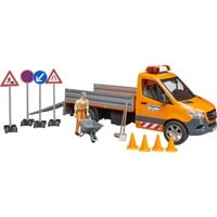 bruder MB Sprinter municipal con módulo de luz y sonido, Automóvil de construcción naranja