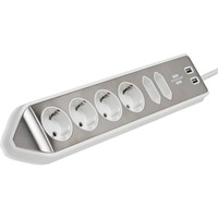 Brennenstuhl Regleta de enchufes estilo Eck de 6 tomas blanco/Acero fino
