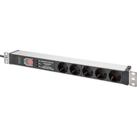 Digitus Regleta de enchufes de 19" con perfil de aluminio, 5 tomas, 1U negro/Aluminio