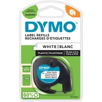 Dymo LT plástico etiquetas auténticas | Negro sobre blanco | 12 mm x 4m | para las etiquetadoras LetraTag | autoadhesivo, Cinta de escritura Poliéster, Bélgica, 4 m, 1 pieza(s), 22 mm, 96 mm