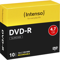 Intenso DVD-R 4.7GB, 16x 4,7 GB 10 pieza(s), DVDs vírgenes 16x, DVD-R, 120 mm, Caja de cd, 10 pieza(s), 4,7 GB