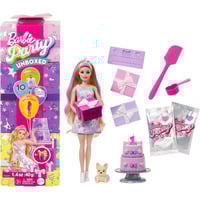 Mattel Barbie Party Unboxed Serie Cumpleaños de Mascota - vestido morado, Muñecos 