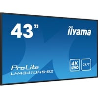 iiyama LH4341UHS-B2 pantalla de señalización 108 cm (42.5") LCD 500 cd / m² 4K Ultra HD Procesador incorporado Android 8.0 24/7, Pantalla de gran formato negro brillante, 108 cm (42.5"), LCD, 3840 x 2160 Pixeles, 24/7