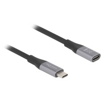 DeLOCK Cable de extensión USB4 Gen 3x2 40 Gbps, conector USB-C > toma USB-C, Cable alargador negro/Gris