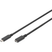 Digitus Cable de extensión USB 2.0, conector USB-C > toma USB-C, Cable alargador negro