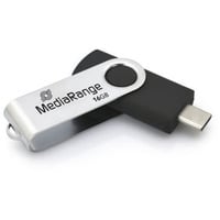 MediaRange MR1951, Lápiz USB negro/Plateado