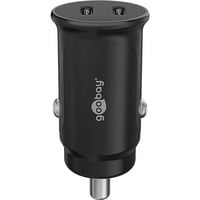 goobay Cargador rápido para coche Dual USB-C 30 vatios, PD negro