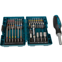 Makita Destornillador de carraca + juego de puntas, 44 piezas, Conjuntos de bits azul