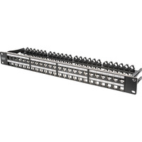 Digitus Panel de parcheo modular de alta densidad, 48 puertos, montaje en rack, apantallado, Patch Panel negro