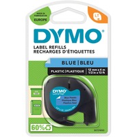 Dymo LT plástico etiquetas auténticas | Negro sobre azul | 12 mm x 4m | para las etiquetadoras LetraTag | autoadhesivo, Cinta de escritura Negro sobre azul, Poliéster, Bélgica, DYMO, LetraTag 100T, LetraTag 100H, 1,2 cm