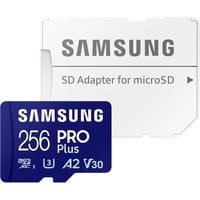 SAMSUNG PRO Plus MB-MD256SA/EU memoria flash 256 GB MicroSD UHS-I Clase 3, Tarjeta de memoria azul, 256 GB, MicroSD, Clase 3, UHS-I, 180 MB/s, 130 MB/s