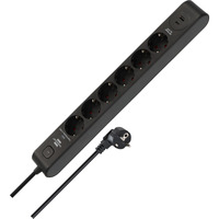 Brennenstuhl Regleta de 6 tomas con 1x USB-C, 1x USB-A negro/Antracita