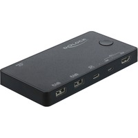 DeLOCK 11477 interruptor KVM Negro, Switch KVM 3840 x 2160 Pixeles, Negro