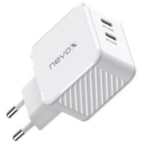Nevox 65W Cargador DUAL USB-C (PD) QC3.0 GaN blanco