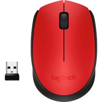 Logitech M171 Ratones, Ratón rojo, Ambidextro, Óptico, RF inalámbrico, 1000 DPI, Rojo