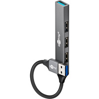 goobay Hub USB delgado de 4 puertos, USB-A a USB-A, USB 3.2 gris claro