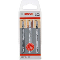 Bosch 2 607 011 436 hoja de sierra de calar, de sierra de marquetería y de sierra recíproca Hoja de sierra de vaivén 15 pieza(s), Juego de hojas de sierra  Hoja de sierra de vaivén, Madera, 15 pieza(s), Blister