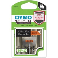 Dymo Etiquetas duraderas D1 auténticas de | Impresión en negro sobre cinta naranja | 12 mm x 3 m | Cinta de etiquetas de alto rendimiento para rotuladoras LabelManager, Cinta de escritura Negro sobre naranja, Multicolor, Vinilo, Bélgica, -40 - 80 °C, DYMO