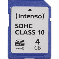 Intenso 4GB SDHC Clase 10, Tarjeta de memoria 4 GB, SDHC, Clase 10, 25 MB/s, Resistente a golpes, Resistente a la temperatura, A prueba de rayos X, Negro