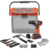 BLACK+DECKER Taladro atornillador percutor inalámbrico BCKSB02, 18 voltios, Martillo atornillador naranja/Negro